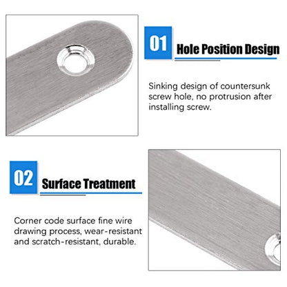 Glarks 20 Sets 60mm/2.4inch Stainless Steel Flat Straight Brace Brackets Mending Joining Plates Repair Fixing Bracket Connector and 40pcs Self Tapping Screws Set (60mm/2.4inch)