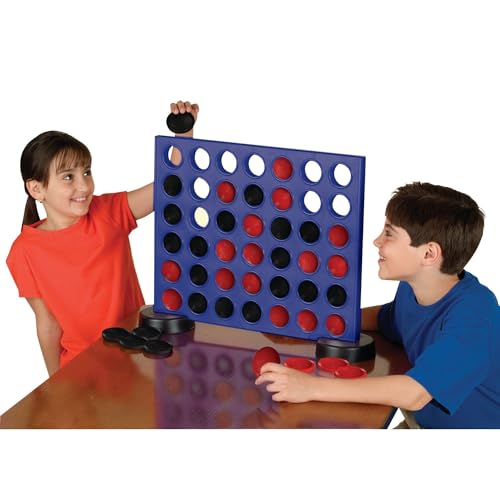 S&S Worldwide Giant 2-in-1 Four in a Row & Checkers Game. Connect Four to Win. Includes Giant 20-5/8" x 16-7/8" Plastic Game Board, 42 Plastic 2-5/8" Pieces and Fabric Board to Play Checkers!