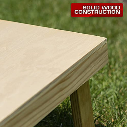 Backyard Champs Wood Cornhole Sets - Bean Bag Toss with 2 Cornhole Boards and 8 Bean Bags'