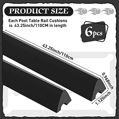 Syhood Set of 6 K66 Rubber Bumpers Pool Table Bumpers Replacement Pool Table Rail Cushions 8 Foot Billiard Rail Rubber Cushions for Pool Table Accessories - color: Black