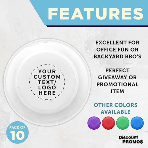 DISCOUNT PROMOS Frisbee Flying Discs in Bulk, 9.25 in. Fun Family Beach Game - color: - Custom -Translucent Clear, size: 10 flying discs