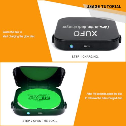 X-UFO Disc Golf Glow Charger | Discs Golf LED Charging | USB-C Rechargeable | Case Portable Night disc Golf Accessories —The Ideal Choice for Night Training and Tournaments