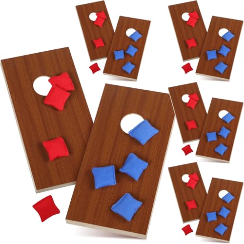 5 Portable Mini Tabletop Cornhole Set 10 Wooden Board Desktop Corn Hole Toss Game 40 Bean Bag for Xmas Group Office Employee Family Student Fun Travel