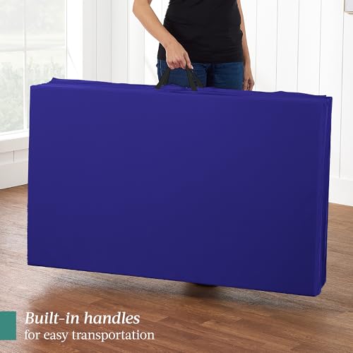 Best Choice Products 10ftx4ftx2in Folding Gym Mat 4-Panel Exercise Gymnastics Aerobics Workout Fitness Floor Mats w/Carrying Handles - color: Royal Blue w/Beam