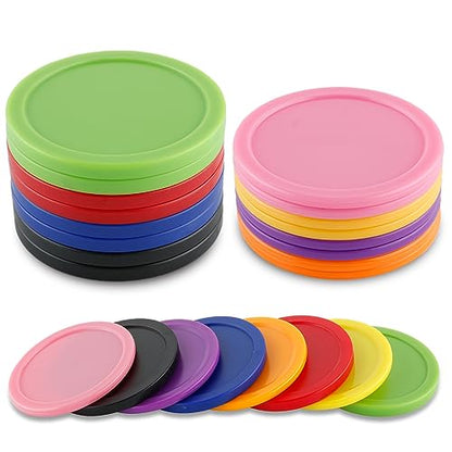 BQSPT 16 Pieces Air Hockey Pucks 2.5 Inch 64mm Replacement Pucks Air Hockey Tables Pucks for Game Tables Equipment Accessories(8 Thick 8 Thin) (red, Black, Blue, Green,Orange, Yellow, Purple, Pink)