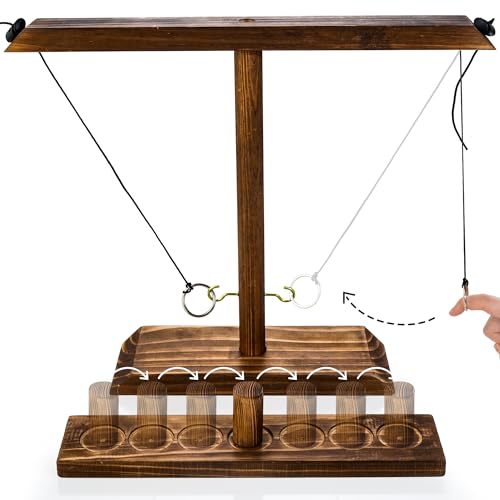 Ring Toss Game for Adults, Wooden Hook and Ring Game Handmade for Bars, Home, Party, Yard Games, Outdoor Indoor Games for All Ages, Large Size 16" X 13"