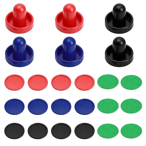 24 PCS Air Hockey Pucks and Paddles, Replacement Pushers and Goal Handles | Strikers and pucks for indoor tabletop hockey games, Fits most tables, Smooth glide surface