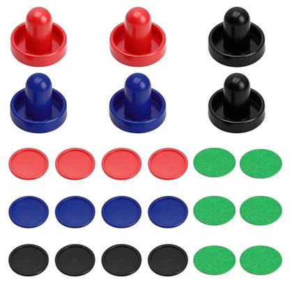 24 PCS Air Hockey Pucks and Paddles, Replacement Pushers and Goal Handles | Strikers and pucks for indoor tabletop hockey games, Fits most tables, Smooth glide surface