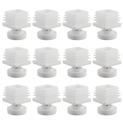 Antrader Home Office Table Desk Adjustable Leveling Feet,Plastic Metal Square Tube Insert Kit, 30mm x 30mm White, M8 Thread 28mm Base Diameter, 12 Sets - color: White,d28xm8, size: 30x30mm