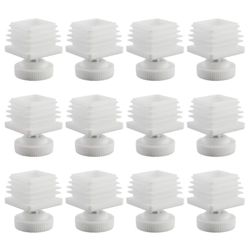 Antrader Home Office Table Desk Adjustable Leveling Feet,Plastic Metal Square Tube Insert Kit, 30mm x 30mm White, M8 Thread 28mm Base Diameter, 12 Sets - color: White,d28xm8, size: 30x30mm