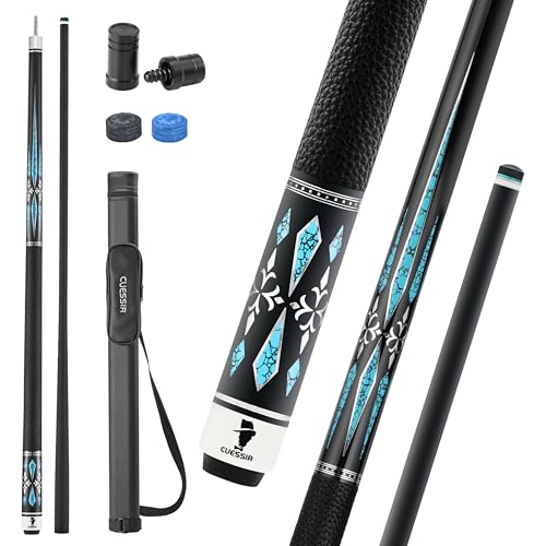 Carbon Fiber Pool Cue Stick with Case, 2pieces 58inch Low Deflection Professional Cue Stick for Billiards, Pro Taper Carbon Fibre Shaft with Genuine Leather Wrap and 12.5mm Tip (19oz-20oz) - color: Style3