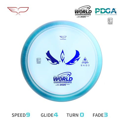 Yikun Disc Golf Overstable Driver|Maximum Stability for Headwinds & Doglegs|Laser-Straight Flight with Strong Hyzer Finish|Pro Worlds 2025 Limited Edition|PDGA Approved 170-176g - color: Pro Wolds 2025（Blue）