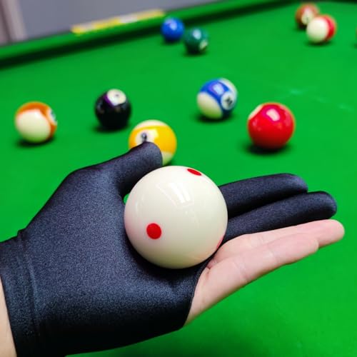 Red Dot Billiards Ball with Gloves – 2.25 Inch Regulation Practice Pool Ball for Spin & Aim Mastery, Perfect for Beginners to Pros Pool Table Accessories