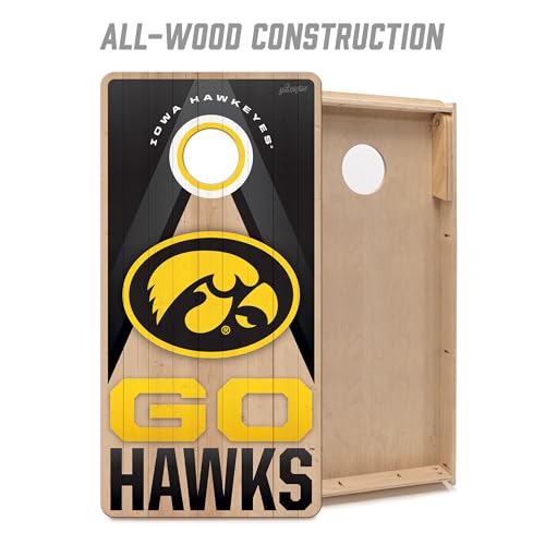 YouTheFan NCAA 2' x 4' Slogan Series Professional Wood Cornhole Game with Logo Bags - color: Iowa Hawkeyes