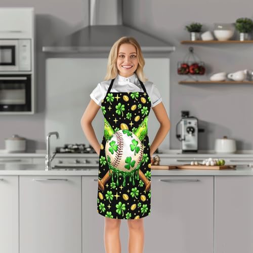 Manfei Baseball Kids Kitchen Apron - color: Green Black