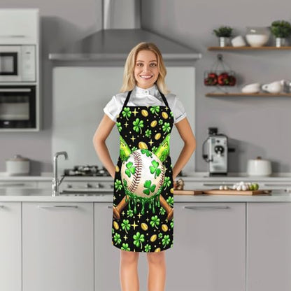 Manfei Baseball Kids Kitchen Apron - color: Green Black