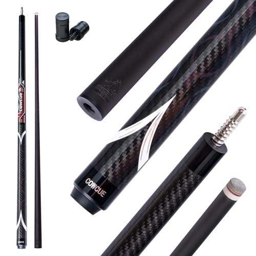 CRICAL COWCUE 58-Inch Carbon Fiber Pool Cue, Low Deflection, 12.5mm Tip | Adjustable pool cue with 3/8x8 joint for stable control, regular billiards practice and pool hall play. - color: CW-04