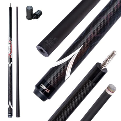 CRICAL COWCUE 58-Inch Carbon Fiber Pool Cue, Low Deflection, 12.5mm Tip | Adjustable pool cue with 3/8x8 joint for stable control, regular billiards practice and pool hall play. - color: CW-04