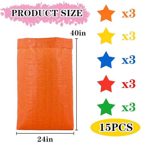 15Pcs Potato Sack Race Bags Large Size Game Race Bag for Carnival Easter Christmas School Outside Lawn Sports Games, Birthday Parties, Outdoor Family Gatherings, Barbecues - style: 15pcs