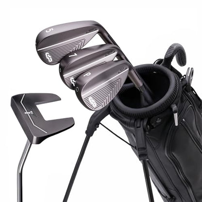 Golf Club Set - Starter Golf Clubs for Men with Sunday Stand Bag - 5-Piece Game Improvement Irons Set Including 5i, 7i, PW, Putter, and Bag. Premium 431 Stainless Steel, Hollow Body Design - color: Black