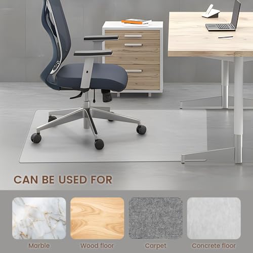 Office Chair Mat for Carpet, 48"x36", Transparent, 0.14" Thick, Heavy Duty, Flat Shipping, Protects Carpets & Hardwood Floors - size: 48“x36”×1/7“(1Pack)