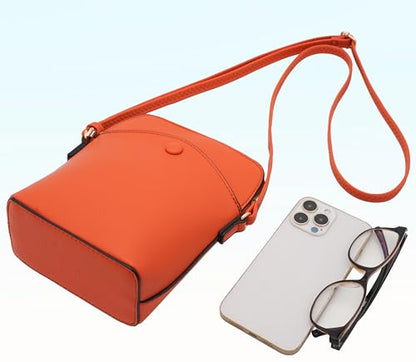 Solene Small Crossbody Bag with Gold Hardware, Mini Shoulder Purse with Adjustable Strap - color: Burnt Orange
