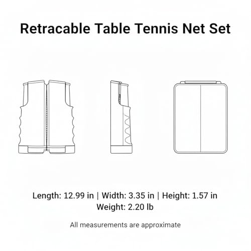 Retractable Table Tennis Net Set, Portable Ping Pong Net for Standard Tables, Clamp-On Design with Polyester Mesh
