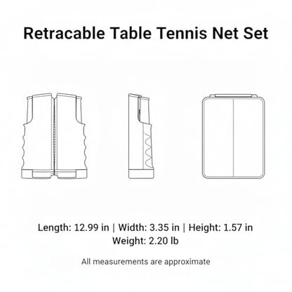 Retractable Table Tennis Net Set, Portable Ping Pong Net for Standard Tables, Clamp-On Design with Polyester Mesh