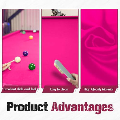 Pool Table Felt and Bumper Kit Felt for Billiard Cloth with Pool Table Bumpers and Cushions Facing, 6 Pcs Cloth Strips and Staple Remover - color: Hot Pink, size: 8.5FT Over Size + 48'' Bumpers