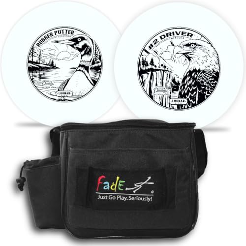 Lightning Glow Disc Golf Starter Set – Fade Lite Bag (Black) + Glow Rubber Putter & Glow #2 Driver – Floating Discs, Beginner Disc Golf Set