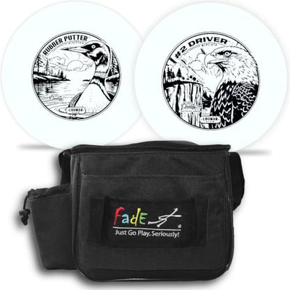 Lightning Glow Disc Golf Starter Set – Fade Lite Bag (Black) + Glow Rubber Putter & Glow #2 Driver – Floating Discs, Beginner Disc Golf Set