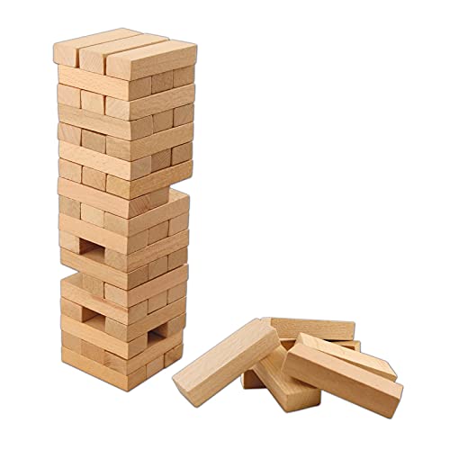 Balance Woody Stacking Tumbler Tower with Heavy-Duty Orange Box, Premium Quality Wooden Blocks Game for 2-8 Person, Outdoor Family and Friends Camping Game Night for Adults