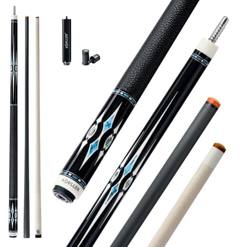 KONLLEN Pool Cue Stick with Hand-Inlaid Design and Dual Shafts, Low Deflection Billiards Cue with Carbon Fiber Shaft and Reinforced Maple Shaft, Professional Pool Cue for Adults