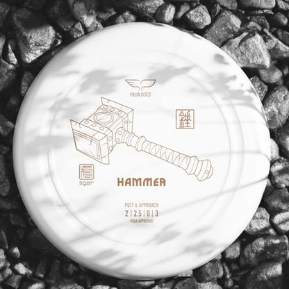 Yikun Hammer Golf Disc PDGA Approved - Limited Edition Pro Worlds 2025 | Overstable Driving Putter for Control & Hyzer Flips | Wind-Fighting Torque Resistant 170-176g (Premium Plastic) - color: white