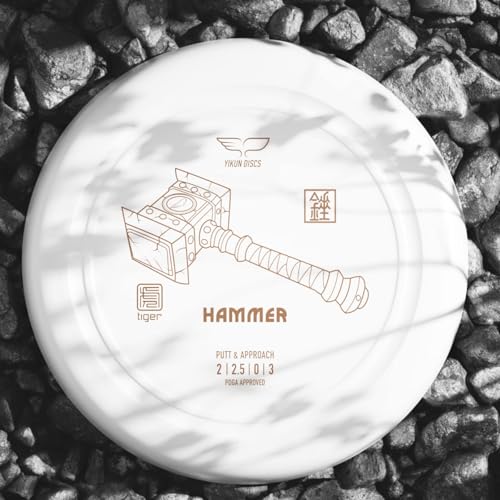 Yikun Hammer Golf Disc PDGA Approved - Limited Edition Pro Worlds 2025 | Overstable Driving Putter for Control & Hyzer Flips | Wind-Fighting Torque Resistant 170-176g (Premium Plastic) - color: white