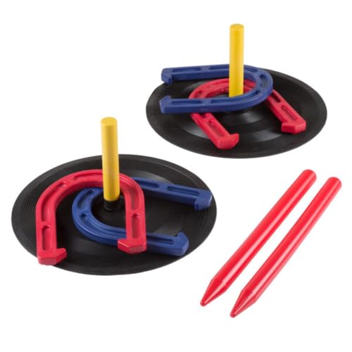 HEY! PLAY! Rubber Horseshoe Set - Perfect for Tailgating, Camping, Beach Days, and Backyard Fun - Suitable for Indoor and Outdoor Use (Black)