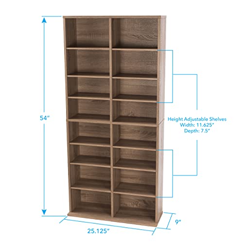 Atlantic Henley 464 Media Storage Cabinet Contemporary Rustic– Protects & Organizes Prized Music, Movie, Video Games Toys & Dolls, Trading Cards, or Sports Memorabilia Collections, Weathered Oak