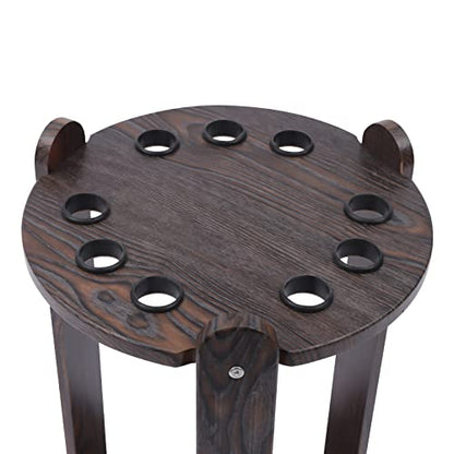 9-Hole Billiard Cue Stick Rack, Wood Multifunctional Pool Stick Stand Holder, Floor Standing Pool Cue Rack for Billiard Room Game Room Club Pool Table Accessories Holds