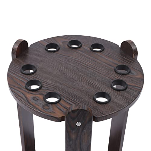 Pool Stick Holder Floor Stand, Round Billiard Cue Rack Hold 9 Cues, Wooden Freestanding Pool Cue Rack for Storing Billiard Cues, Golf Clubs & Fishing Rods