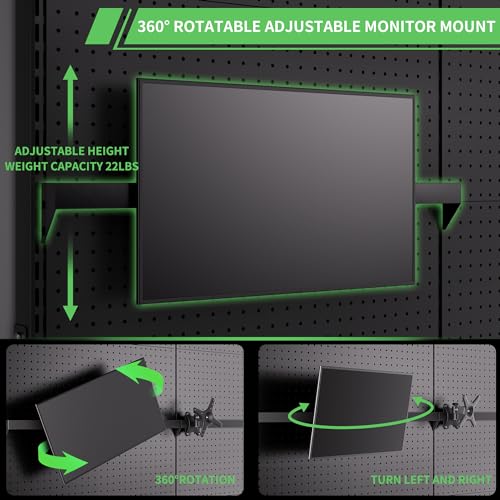 X-Win Gaming Free Standing Pegboard, Home Office Metal Standing Shelf Units for Desk, Floor Display Shelf Organizer with 28 Pieces Accessories for Bedroom