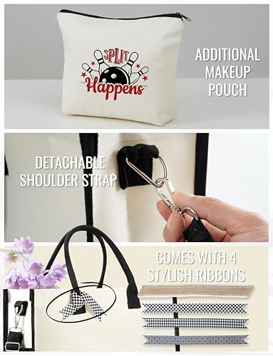 InnoBeta Bowling Gifts for Women, Bowlers Tote Bag with Top Zipper Closure and Shoulder Strap for Birthday, Christmas and Every Special Occasion