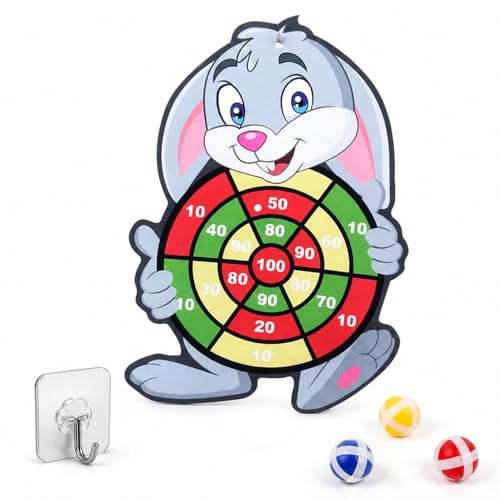 Sticky Ball Dartboard Elephant Design Self-Adhesive Surface for Family Indoor Outdoor Play and Throwing Target Games, Rabbit