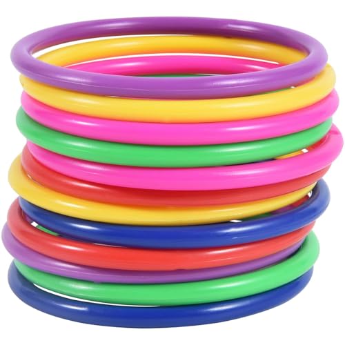OBTANIM 12 Pcs Plastic 3 Inch Ring Toss Game for Kids and Outdoor Toss Rings for Speed and Agility Practice Game, Random Colors - color: 6 Colors (3.1 inch 12PCS)