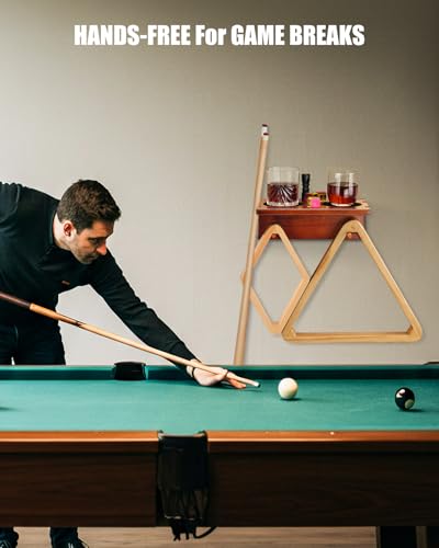 EXTCCT Wall Mounted Cue Holder - Hardwood Billiard Cue Rest and Drink Holder with Chalk Holder 11 x 6.3 x 4.1 Inches (Brown) - color: Brown