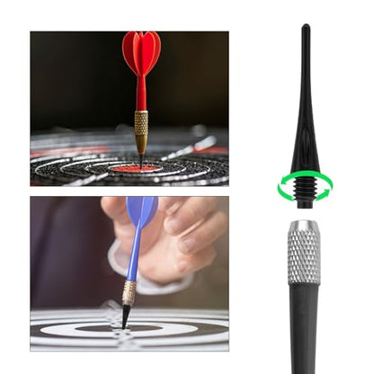 300 Pack 2BA Thread Soft Dart Tips, Durable Nylon Replacement Dart Points Break Resistant Soft Tip Darts Accessories Set for Electronic Dartboards (Black)