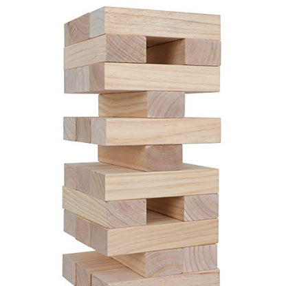 Giant Tumble Tower (Stacks to 4+ Feet), 54pcs Wooden Blocks Stacking Game, Indoor Outdoor Game for Kids Adult Family Fun | Ages 6+ | Yard Games | Party Game