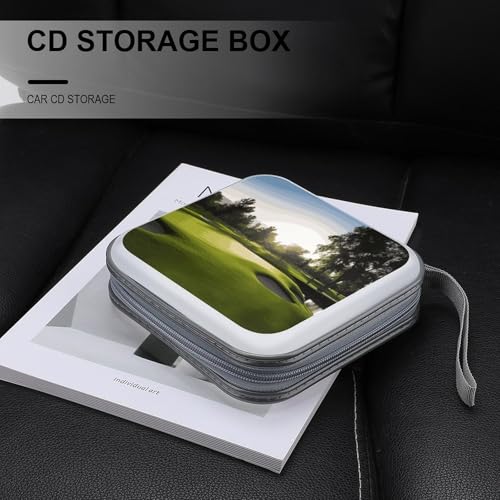 Golf Course CD Case Hard Plastic DVD Disc Cases Storage Binder Portable Zipper CD Case Holder Large Storage Disc Wallet Bag for Car Home Travel(40 Capacity)
