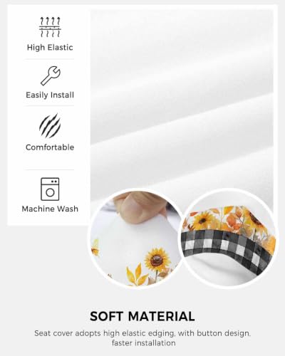 Savannan Office Chair Cover, Watercolor Sunflower Autumn Orange Leaf Protective Stretch Elastic Universal Cover for Desk Task Chair,Computer Rotating Chair 1 Pcs Black and White Checker