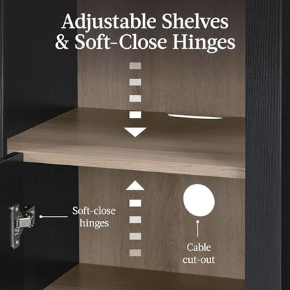 Best Choice Products 72" Tall Narrow Arched Pantry Cabinet w/Reeded Door, 4-Tier Bookshelf, Armoire, Hutch, Bookcase, Storage Cabinet w/Adjustable Shelves, for Dining Room and Livingroom - Black Oak - color: Narrow - Black Oak