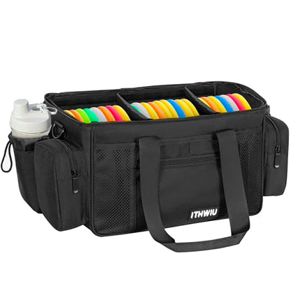 Disc Golf Storage Bag Durable Large Capacity with Dividers and Multi Side Pockets, Black - style: 14.5 X 10.2 X 10.2 Inch